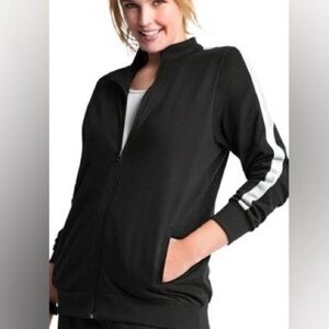 NWT- COLSIE Black with White Arm Stripe Zip Up Track Jacket